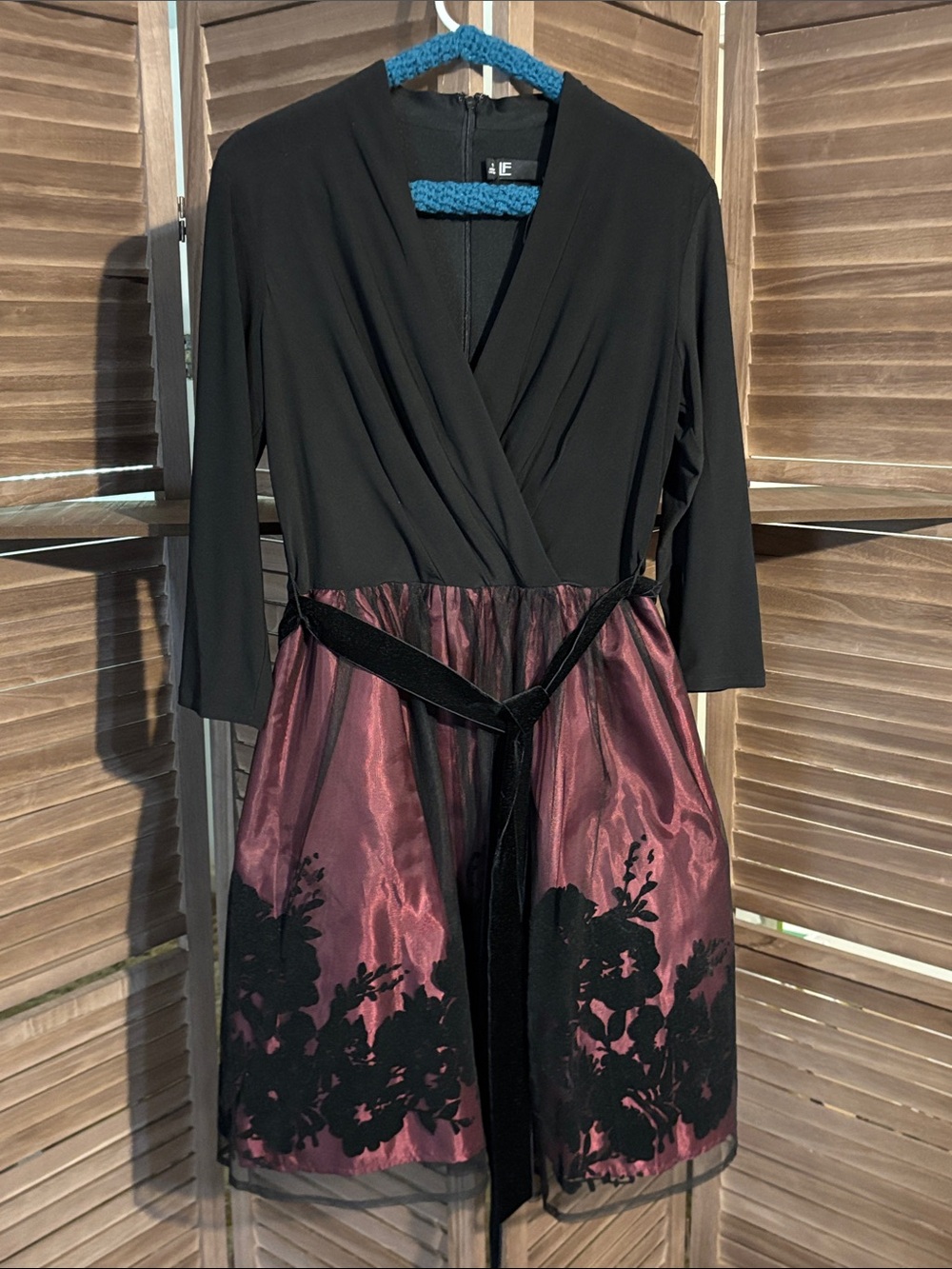 Black & Burgundy Winter Cocktail Dress